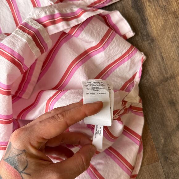 J Crew Button Down Shirt Women's Size 2XS Pink Striped Preppy Relaxed Fit 5628 - Picture 6 of 13